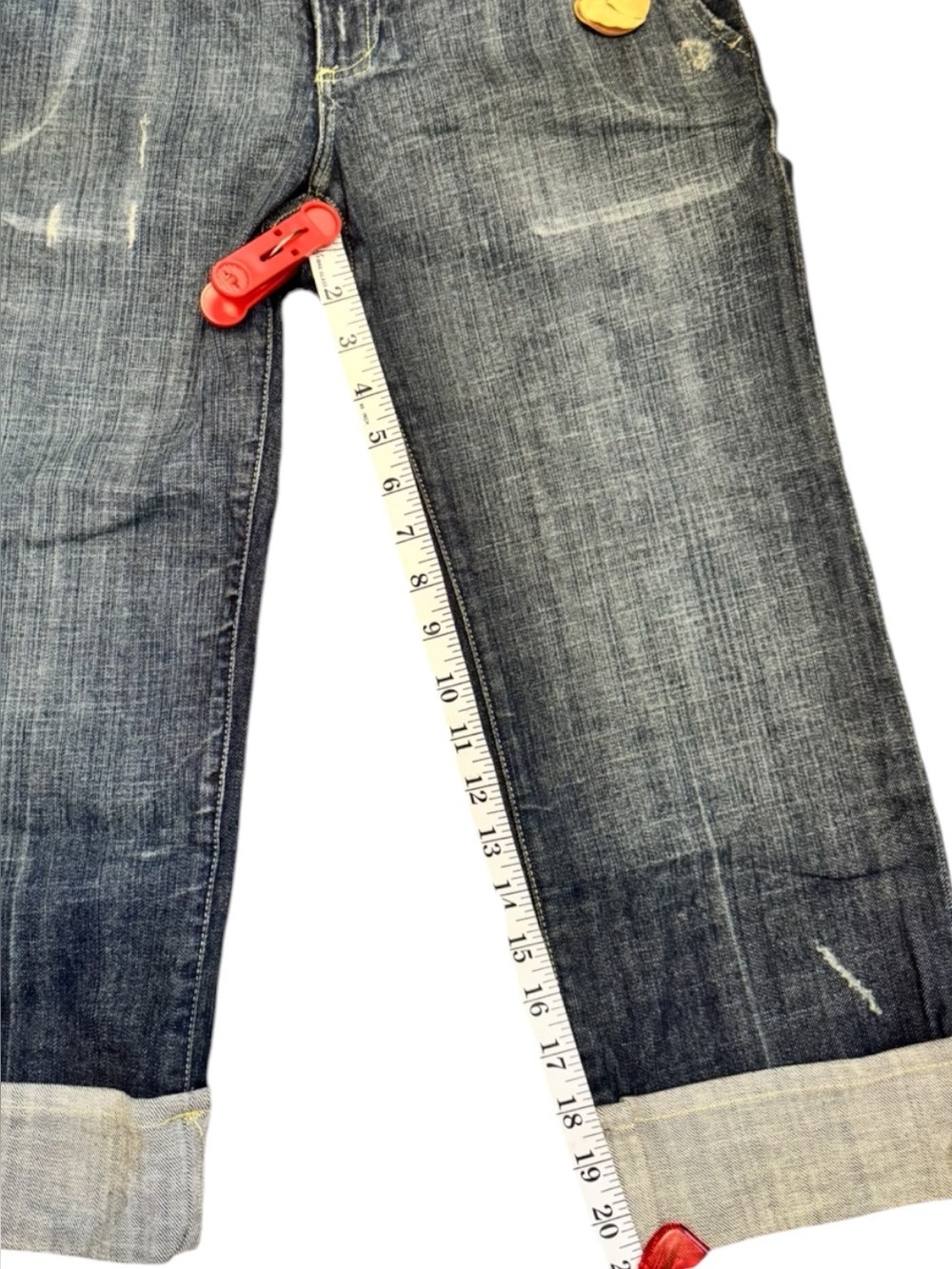 NWT Deadstock Y2K See Thru Soul Low Rise Distressed Cropped Jeans Size 28 - Picture 6 of 9